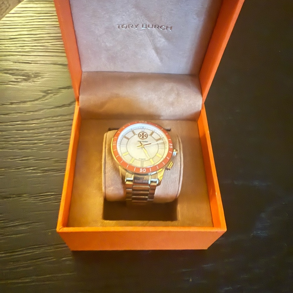 Tory Burch Orange and Gold Watch Luxury Accessories